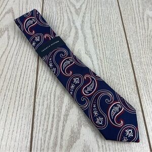 600 - Tommy Hilfiger Tie Blue Red Paisley 694 TL21100055 Silk Blend $69.50